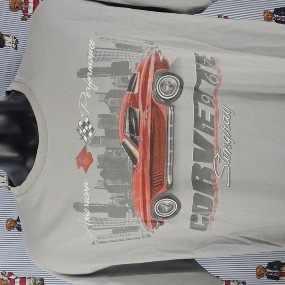 1967 American Performance Corvette Stingray Car graphic grey & red 2XL t-shirt - Picture 1 of 5